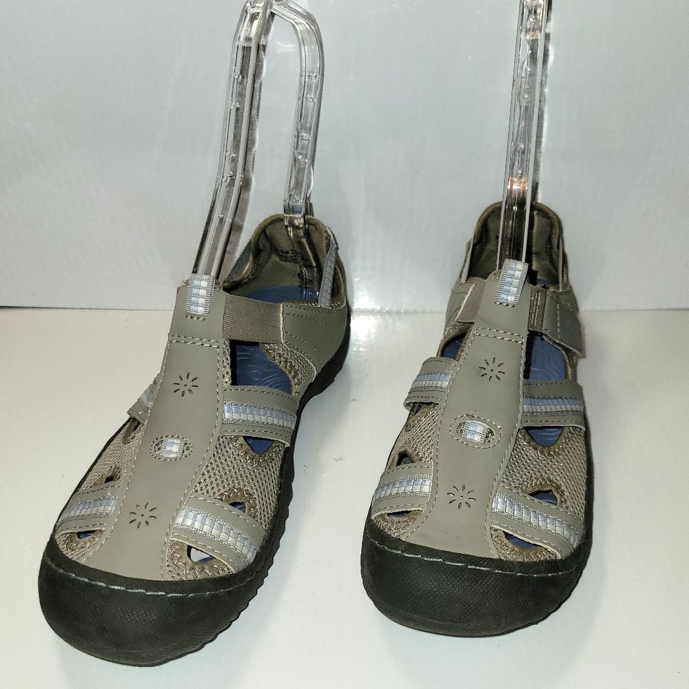 J Sport by Jambu Women's Regatta Gray and Blue Oxford Flat Sport Shoes Size 8.5